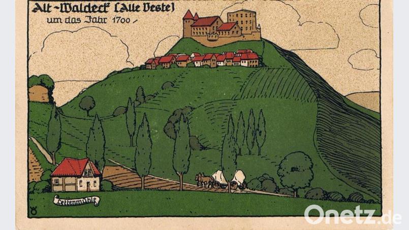 Eine gemalte Postkarte von Altwaldeck. Bild: exb