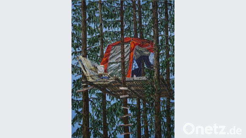 "Heimlich III" nennt Künstlerin Katharina Gierlach dieses Bild, das nach Eindrücken im Hambacher Forst entstand.Es ist Teil der für September in Pfreimd geplanten Ausstellung. Bild: Katharina Gierlach/exb