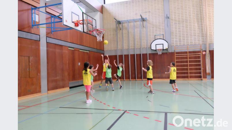 Die niedrigeren Körbe machen es den jüngsten Basketballern leichter, Erfolge zu erzielen. Bild: Stefan Merkl