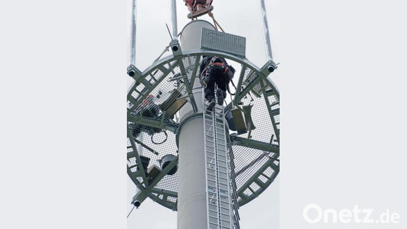 Arbeitsplatz in 50 Metern Höhe. Bild: tr
