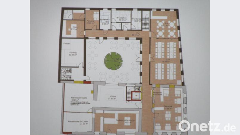 Der Planentwurf zur Gaststätte mit Biergarten im Innenhof kam beim Gremium sehr gut an. Bild: ang
