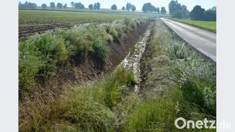 Bewährt hätten sich die groß dimensionierten Straßengräben entlang des Klosterwegs, wie Bürgermeister Max Bindl erklärte. Bild: jr