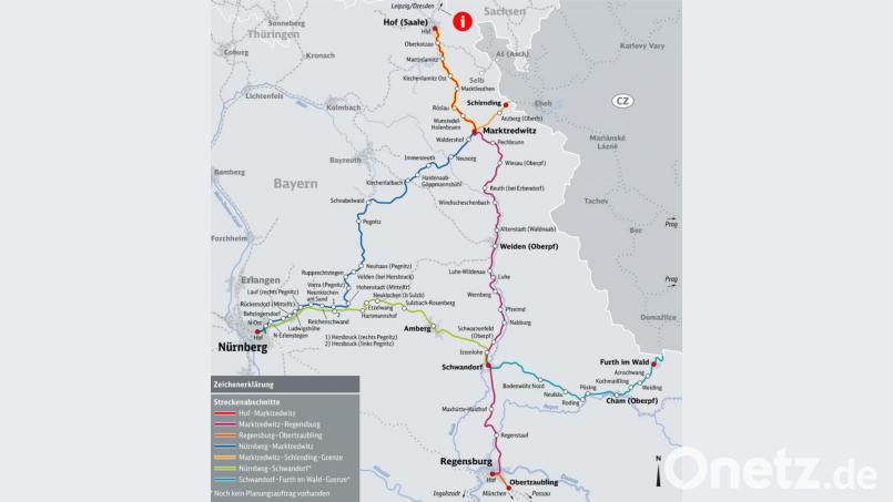 Drei Bahnstrecken in Nordostbayern sind betroffen. Sie sollen elektrifiziert werden. Sprich: Hier werden Oberleitungen gebaut. Bild: exb/Deutsche Bahn