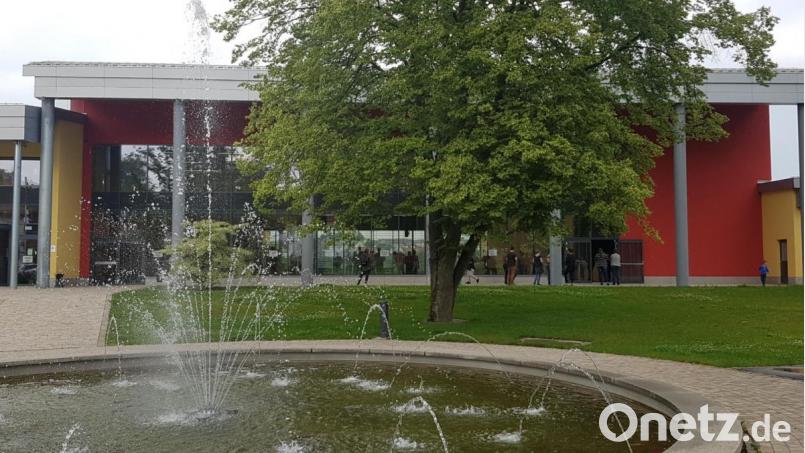 Ein Blick durch den Stadtpark in Erbendorf. wer genau hinsieht, kann die ersten Spender erkennen, die auf Einlass warteten, Bild: fks