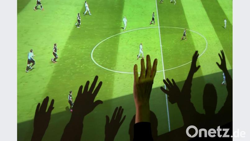 Fußballfans verfolgen in einer Wohnung auf einer von einem Beamer bespielten Großleinwand ein Fußballspiel der ersten Bundesliga. Symbolbild: Karl-Josef Hildenbrand/dpa