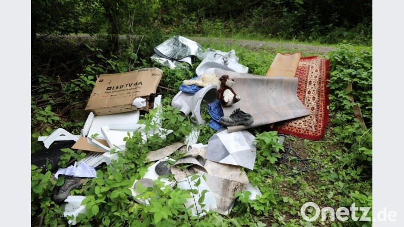 Eine illegaler Müllhaufen lagert zur Zeit am Eingang zum Plassenberg. Die Polizei verspricht sich Hinweise, da durch die entsorgten Gegenstände ein Täter ermittelt werden könnte. Bild: akp