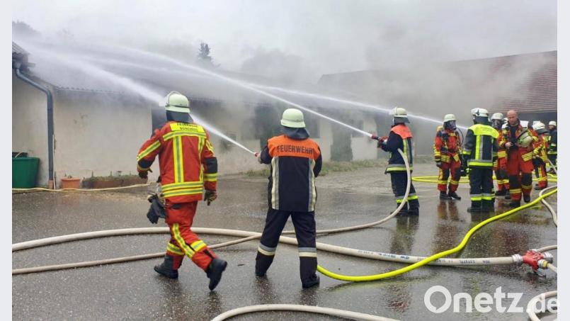Nach eineinhalb Stunden war der Brand eines Stalls im Kreis Regensburg gelöscht. Für die Küken kam jede Hilfe zu spät. Bild: Alexander Auer