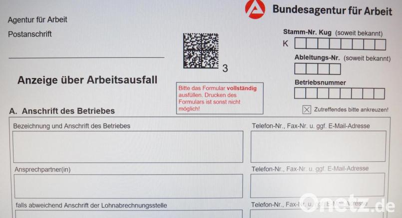 So zeigen Betriebe den Arbeitsausfall an. Bild: Bühner