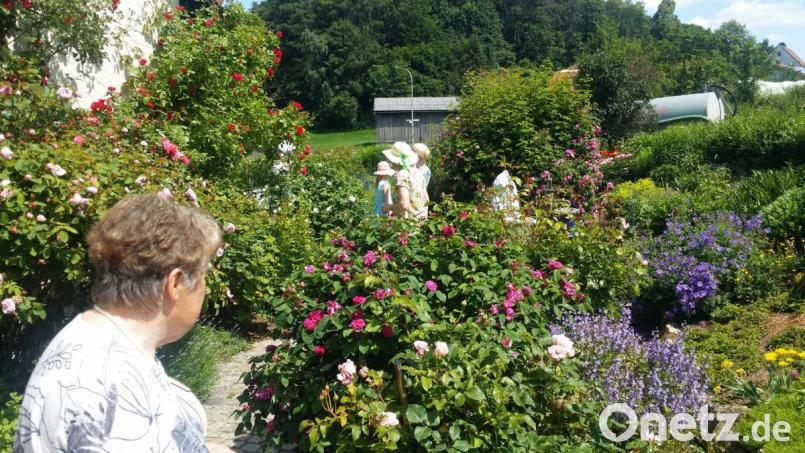 Mitglieder des Obst- und Gartenbauvereins Münchenreuth haben den offenen Garten der Familie Bauernfeind in Großbüchlberg besucht. Bild: exb
