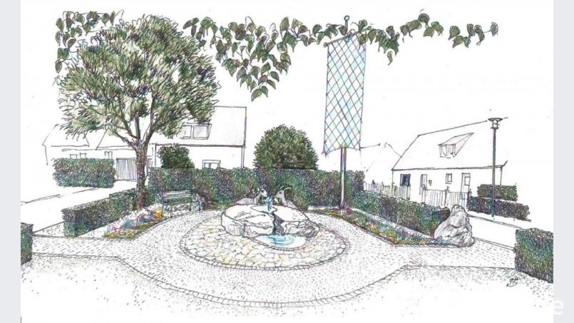 So könnte der neugestaltete Platz in der Ortsmitte von Neubrand nach den Vorstellungen von Landschaftsarchitekten Albrecht Strohn einmal aussehen. Bild: ld