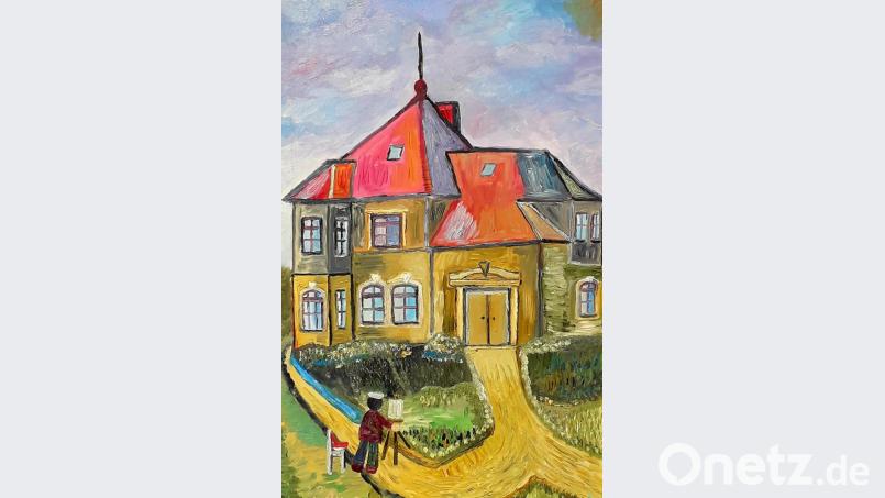 Ulrich Sigmund hat das Bahnhofsgebäude von Eschenbach gemalt. Repro: rgr