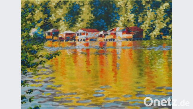 Katrin Czogalla hat die Bootshäuser beim Rußweiher in Eschenbach auf Leinwand gebannt. Repro: rgr