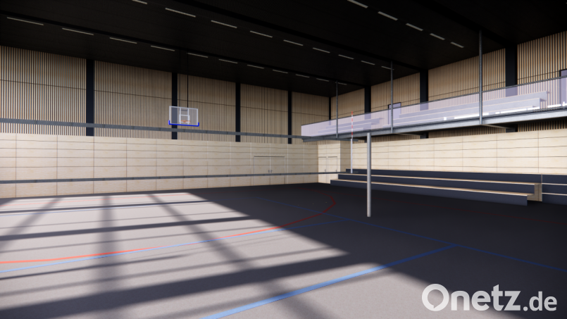 Mit dieser Visualisierung zeigt Architekt Reinhold Krausch dem Grafenwöhrer Stadtratsmitgliedern, wie die Stadthalle mit Galerie aussehen könnte. Bild: m3plan/exb