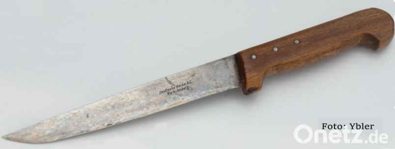 Das abgebildete Küchenmesser ist in der Zeit von 1920 bis 1930 bei der Deutsche Werke A.G. Werk Amberg, der ehemaligen Königlich bayerischen Gewehrfabrik gefertigt worden. Bild: Hans Yberle