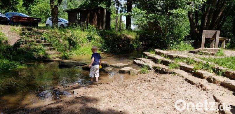 Mit Sandsteinen von der ursprünglichen Tauritzmühle ist der Uferbereich des Tauritzbaches neu gestaltet worden. Bild: hai