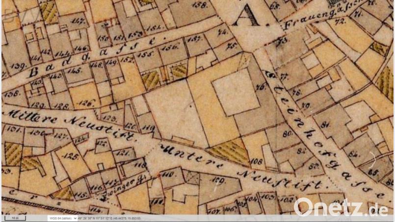 In der Bildmitte ist der mittelalterliche Steinhof in der Amberger Altstadt gut zu erkennen. Bild:  Bayerische Vermessungsverwaltung