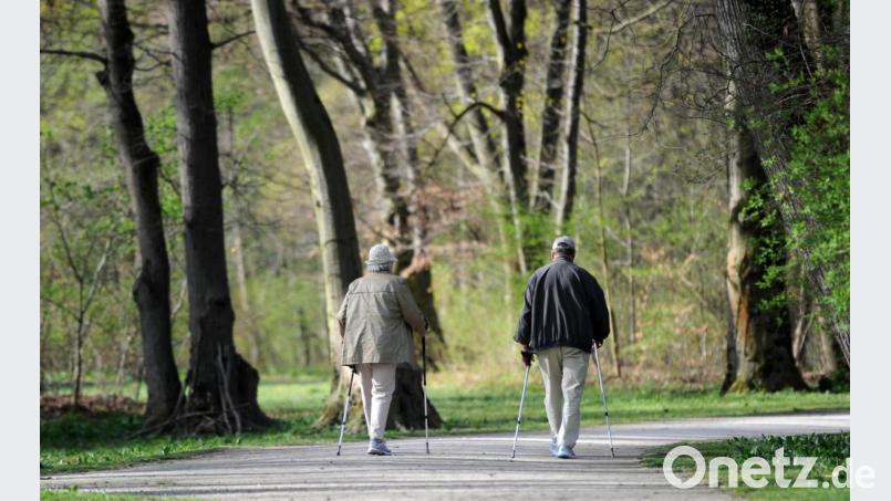 Zwei ältere Menschen gehen durch den Englischen Garten. In München ist die Lebenserwartung höher als im Norden der Oberpfalz. Bild: agentur_dpa