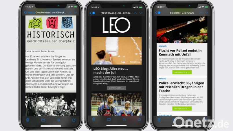 Ein Newsletter für geschichtliche Themen, einer für Reportagen und Interviews aus der Leo und ein Newsletter zu Blaulicht-Themen ergänzen das Newsletter-Angebot im Onetz. Bild: tow
