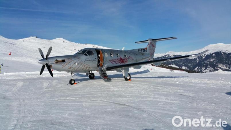 Die Pilatus PC-12 auf dem Flugplatz von Courchevel in den französischen Alpen. Sie ist die größte Maschine, die auf der sehr kurzen Landebahn landen darf. Bild: Frank Reinke/exb