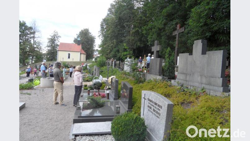 Eingerahmt im alten Teil des Wernberger Friedhofs: Das Kreuz mit Gedenktafel für die Gefallenen. Bild: she