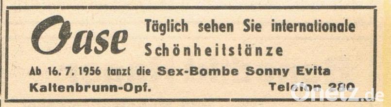 Eine Anzeige der Oase-Bar, wie sie damals im Neuen Tag stand. Repro: bk