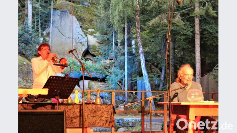 Heinz Grobmeier (l.) und Alfred Schedl präsentierten sich am Donnerstagabend auf der Luisenburg als hervorragendes musikalisch-literarisches Doppel Bild: stg