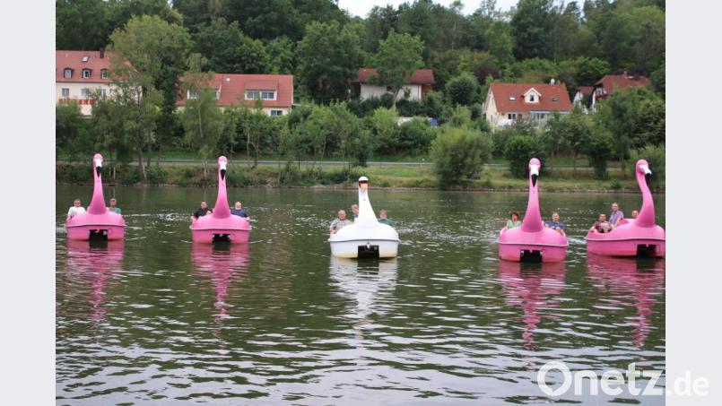 Der Eschenbacher Stadtrat hat die neuen Tretboote getestet. Bild: sne