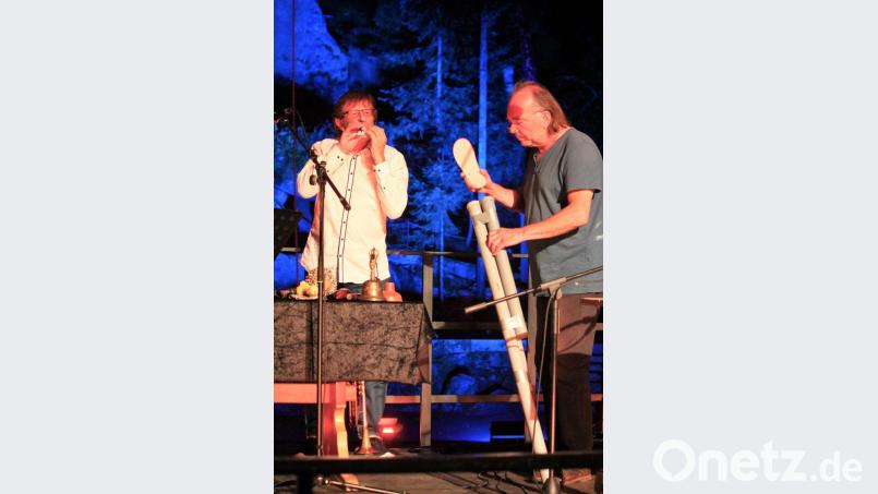 Heinz Grobmeier (l.) und Alfred Schedl präsentierten sich am Donnerstagabend auf der Luisenburg als hervorragendes musikalisch-literarisches Doppel Bild: stg