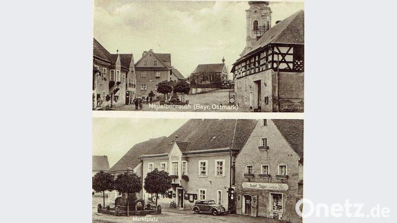 Die beiden Bilder vom Neualbenreuther Marktplatz stammen von einer Ansichtskarte von 1939. Die Karte war an den Neualbenreuther Schuhmachermeister Christof Köstler adressiert. Dessen Sohn Rudolf Köstler war später Bürgermeister der Tillenberg-Gemeinde. Bild: Albert Köster/exb