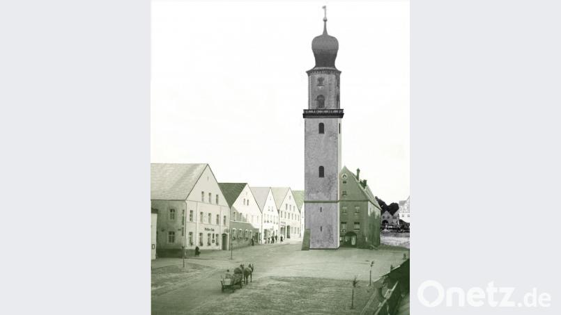 So könnte er ausgesehen haben, der Rathausturm von Eschenbach, auf dem die Türmer ihren Dienst verrichteten. Matthias Helzel hat ihn nach dem Merianstich rekonstruiert. Repro: exb