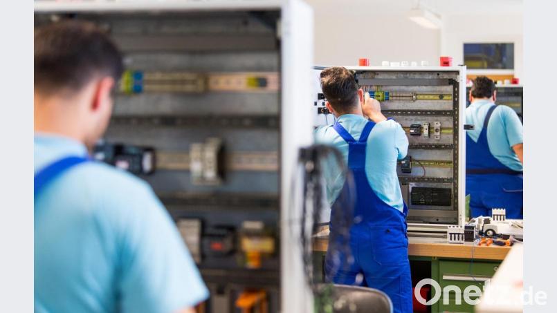Auszubildende arbeiten an der Verdrahtung eines Schaltschranks (Symbolbild): Trotz der Coronakrise meldet die Agentur für Arbeit derzeit offene Ausbildungsplätze. Symbolbild: Monika Skolimowska/dpa