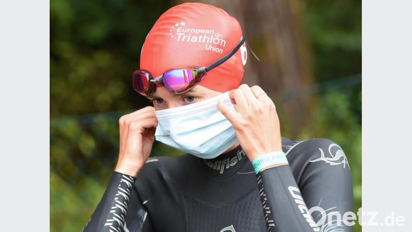 Auch Marlene Gomez Islinger hielt sich strikt an die Coronaregeln beim Triathlon in Weiden. Die Lokalmatadorin siegte im Supersprint. Bild: btg