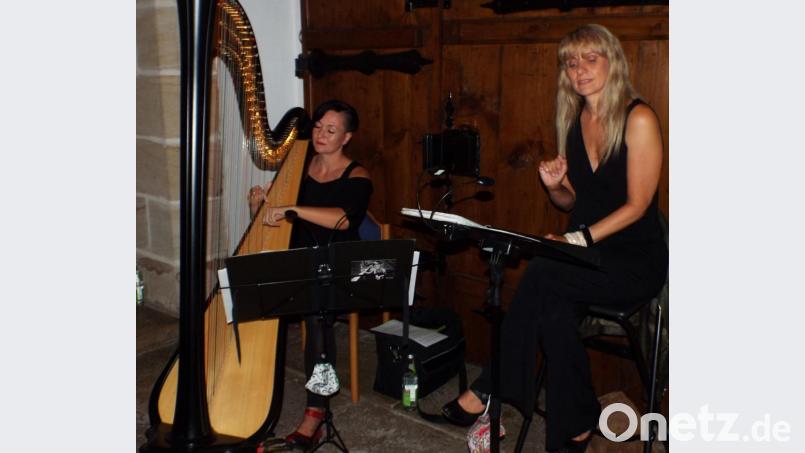 Sängerin Christa Summerer und Harfenistin Barbara Regnat im Theuerner Schloss. Bild: e