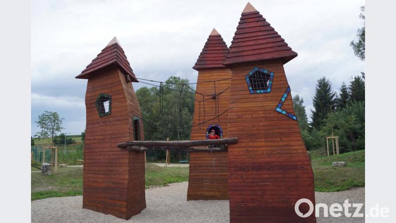 Familienbeauftragte Franziska Schmidhuber hatte in der Sitzung des Gemeinderates viele Beispiele von modernen Spielplätzen mit kreativen Spielmöglichkeiten präsentiert. Ein Beispiel war der Spielplatz beim Moorbad in Schönsee. Bild: wel