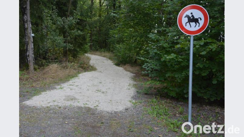 Der Waldbesinnungspfad „Resl von Konnersreuth“ wurde in Teilbereichen barrierefrei ausgebaut, wofür es einen Zuschuss der Ikom Stiftland in Höhe von 10 000 Euro gab. Für Reiter ist der Weg nun gesperrt. Bild: jr