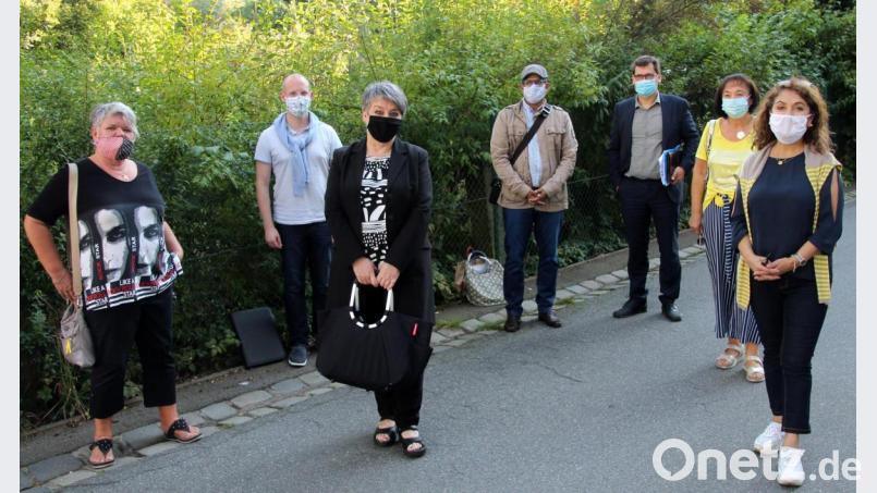 Das "Lohmer-Grundstück" besichtigt die SPD-Stadtmitte mit Sema Tasali-Stoll (rechts) und Baudezernent Oliver Seidel ( Dritter von rechts). Bild: fsb