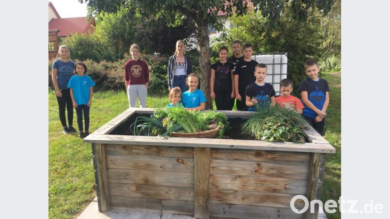 Die "Frechen Früchtchen" des GOV Pullenried mit ihrer Ernte. Bild: GOV Pullenried/exb