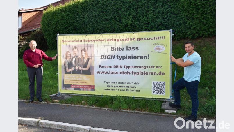 In Eschenbach fiel der Startschuss für die Herbstinitiative des Vereins &quot;Hilfe für Anja&quot;, der jetzt mit Bannern dafür wirbt, sich typisieren zu lassen. Bild: Michael Sporrer