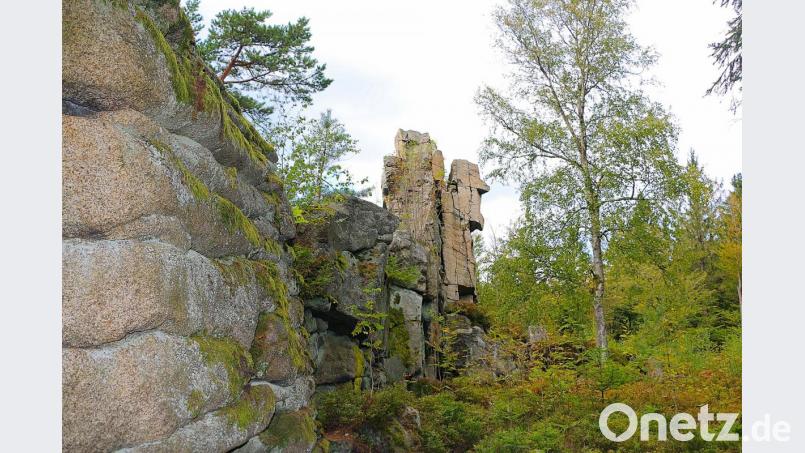 Unzählige Male drückten beim Zipfeltannenfelsen die Teilnehmer der Tour auf die Auslöser ihrer Fotoapparate. Die beeindruckende Felsformation versetzte viele ins Staunen. Bild: bsc