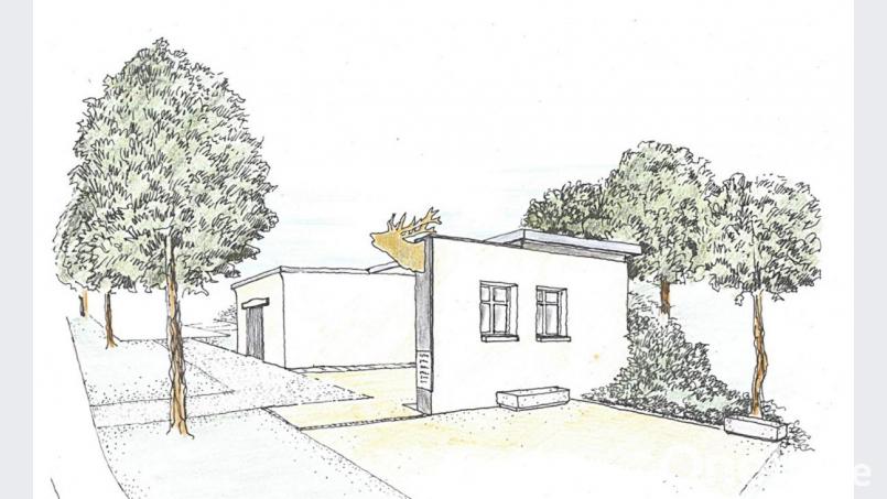 Falls es mit dem alten Schild nicht klappen sollte, würden die Gemeinderäte diese Variante mit dem Hirsch an der vorderen Mauer bevorzugen. Repro: ld