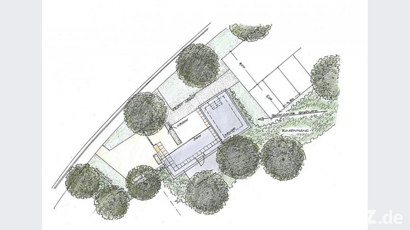 So soll nach den Planung des Landschaftsplaners Albrecht Strohn der Platz nach Abriss des ehemaligen Gasthauses einmal aussehen. Repro: ld