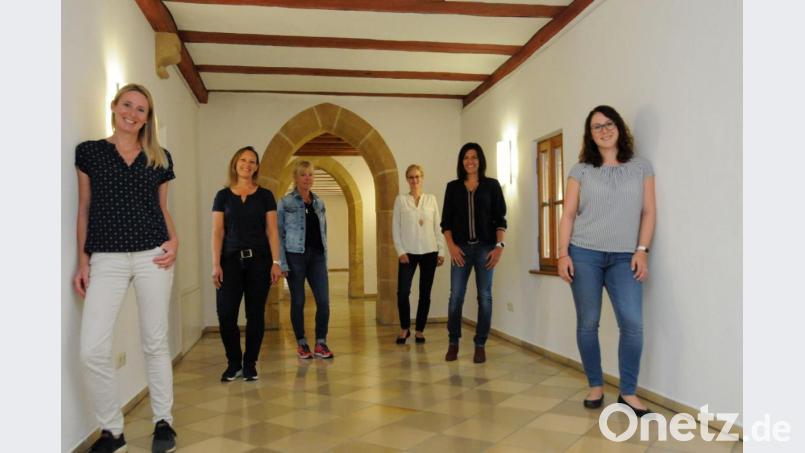 Die Türen der KoKi-Stellen im Landkreis Amberg-Sulzbach und der Stadt Amberg stehen für werdende Eltern, Schwangere und Eltern weit offen. (Von rechts): Laura Seidel, Anja Vogl, Carolin Kopp, Carola Hummel, Marion Donner-Schafbauer und Katrin Wassner. Bild: Martina Beierl