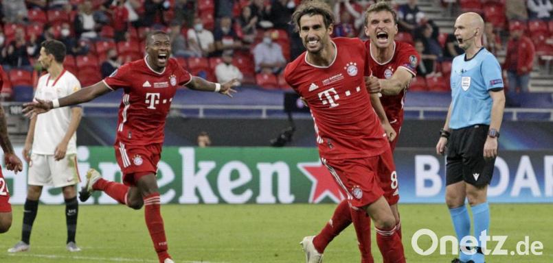 Ausgerechnet Martinez: In seinem vermutlich letzten Spiel für den FC Bayern traf Javi Martinez (vorne) in der Verlängerung zum Sieg im europäischen Supercup gegen den FC Sevilla.. Bild: Bernadett Szabo/dpa