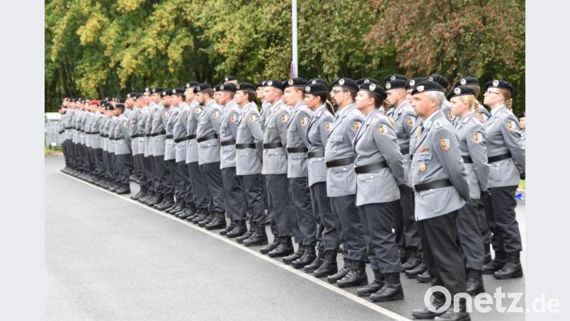 71 junge Panzerschützen und ihre Ausbilder legen ihr Gelöbnis ab. Bild: hcz