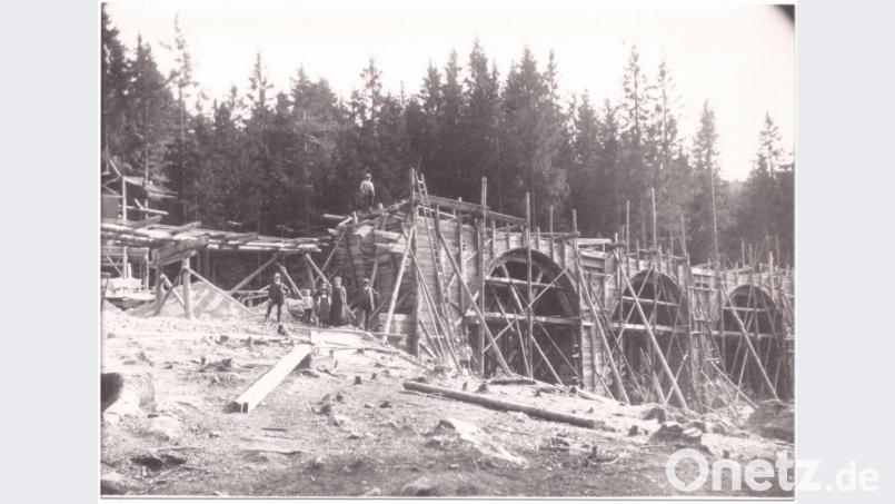 Bau der Eisenbahnbrücke im Rosenthal. Repro: lg