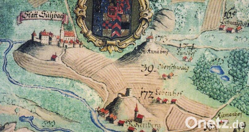 Ausschnitt aus einer alten Grenzkarte der Landgerichte Amberg (Obere Pfalz) und Sulzbach (Pfalz-Sulzbach). Unten rechts ist der „Stumenhof“ eingezeichnet. Bild: mfh