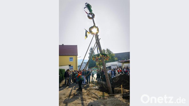 Gemeinsame Anstrengung und eine Menge Spaß gehören normalerweise am Kirwasamstag dazu, wenn in Fronberg der KIrwabaum aufgestellt wird. Einen Baum gibt&#039;s heuer auch. Eine Kirwa nicht. Bild: sus