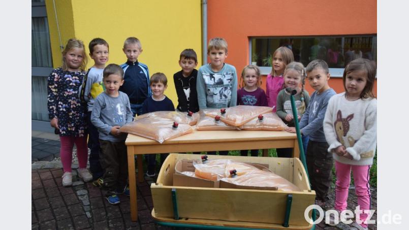 Über 320 Liter Apfelsaft freuen sich die Kinder. Bis in den Mai hinein ist so der Bedarf gesichert. Bild: fz