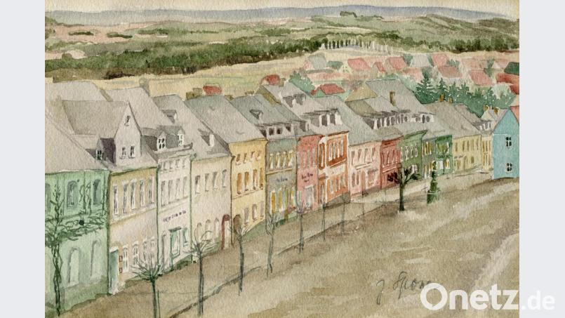 Das Bild vom Karlsplatz hat die Eschenbacher Künstlerin Jenny Sponer (1904 bis 1984) in den 1950er Jahren gemalt. Bild: hev