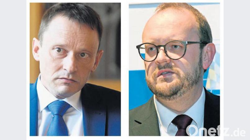 In der Coronakrise und kurz vor den Herbstferien appellieren der Oberbürgermeister Weidens, Jens Meyer (links), und der Landrat des Landkreises Neustadt/WN, Andreas Meier, gemeinsam an die Bürger. Archivbild: Petra Hartl/Gabi Schönberger